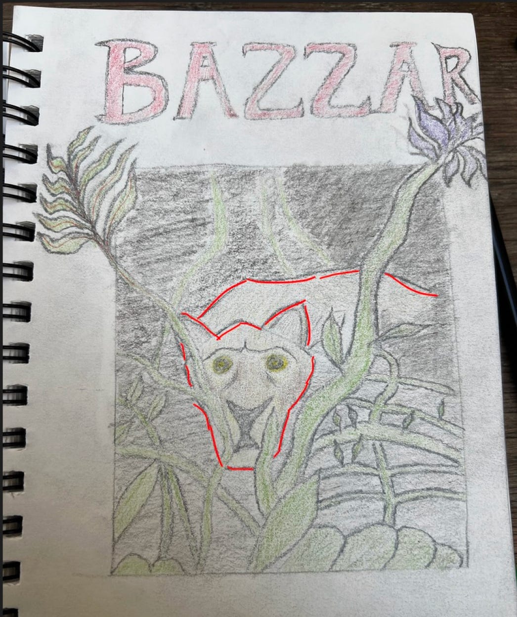 Chris Barry’s original sketchbook lion drawing.